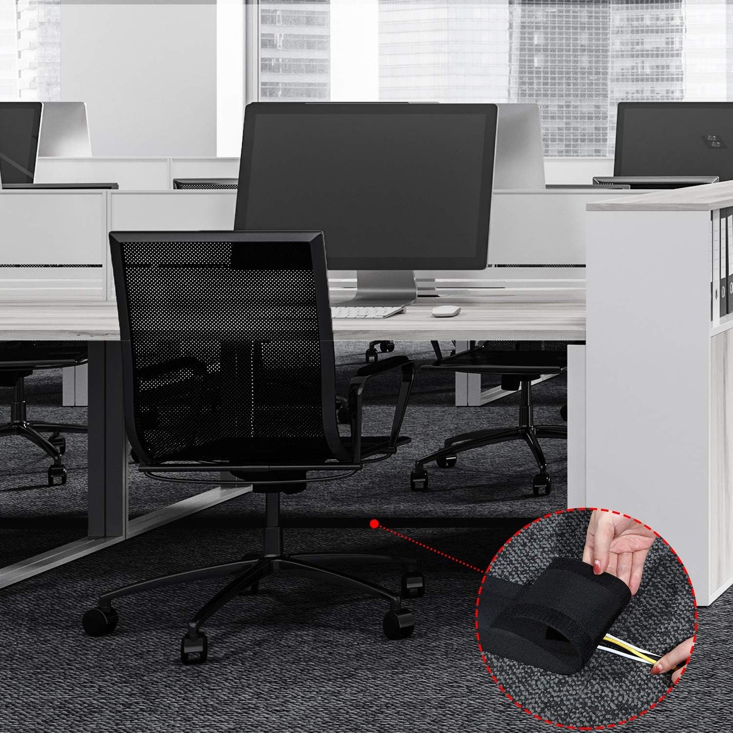 WILLBOND Carpet Cord Cover Cable Protector Floor Cover Cable Protector Management Only for Commercial Office Carpet(19.69 ft,Black)