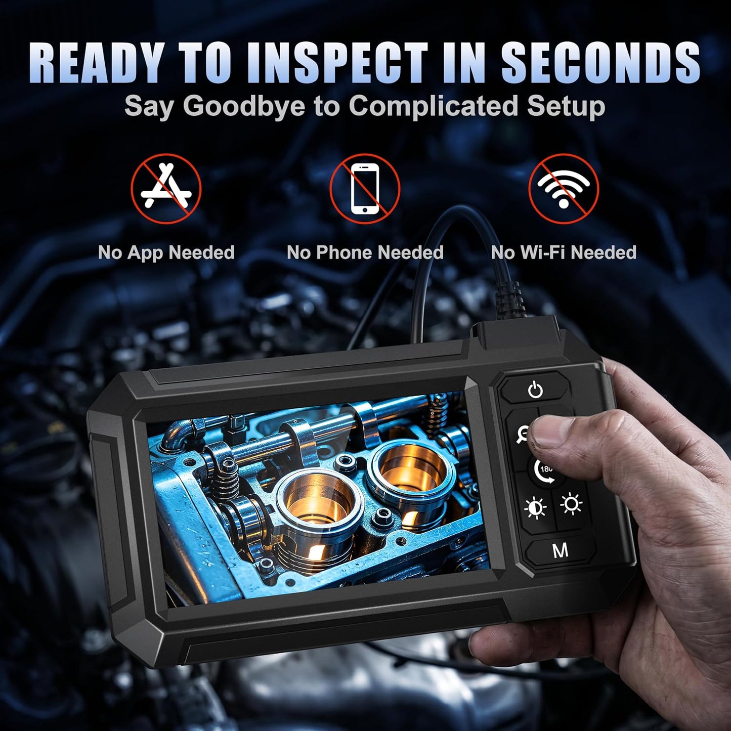Endoscope Camera with Light, 1080P HD Borescope with 4.3" IPS Screen | IP67 Waterproof Snake Inspection Camera with 8 LEDs, 16.5FT Scope Tool for Automotive, Wall, Vent, Drain, Pipe