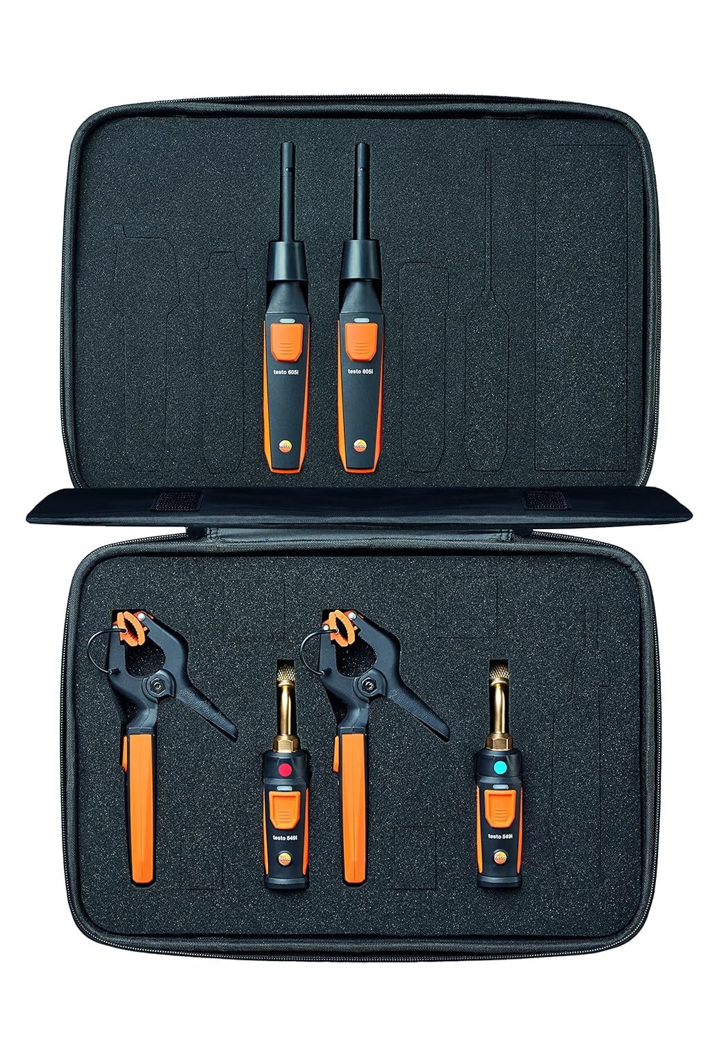 testo Smart Probe Kit - HVAC/R Test & Load Set for Air Conditioning, Refrigeration & Heating System - with 2X 115i Clamp Meter, 2X 549i High Pressure Gauge, 2X 605i Thermohygrometer – with Bluetooth