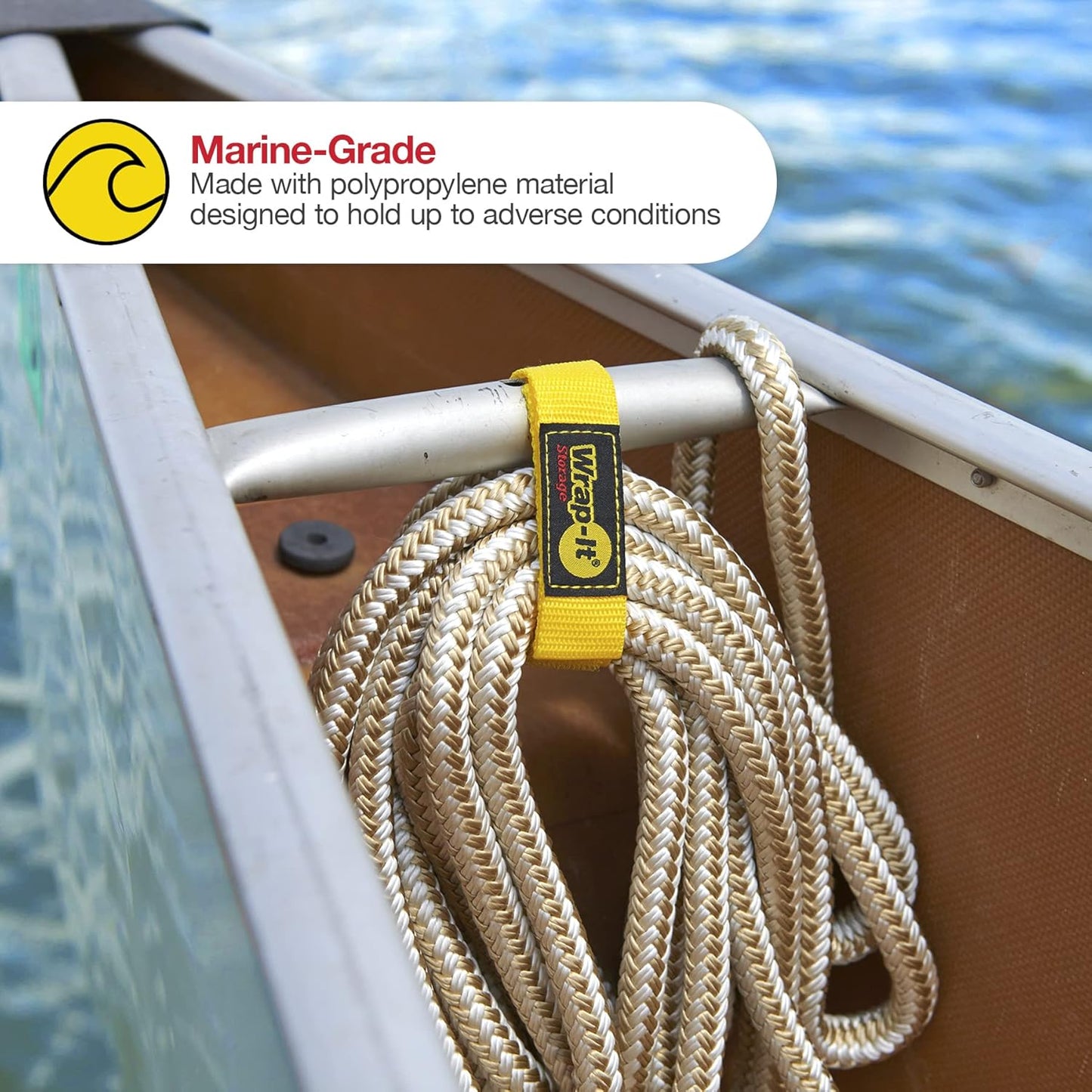 Quick-Straps by Wrap-It Storage - 12" (12 Pack) Yellow - Extension Cord Holder for RV and Boat Organizing | Extension Cord Holder for RV and Boat Organizing