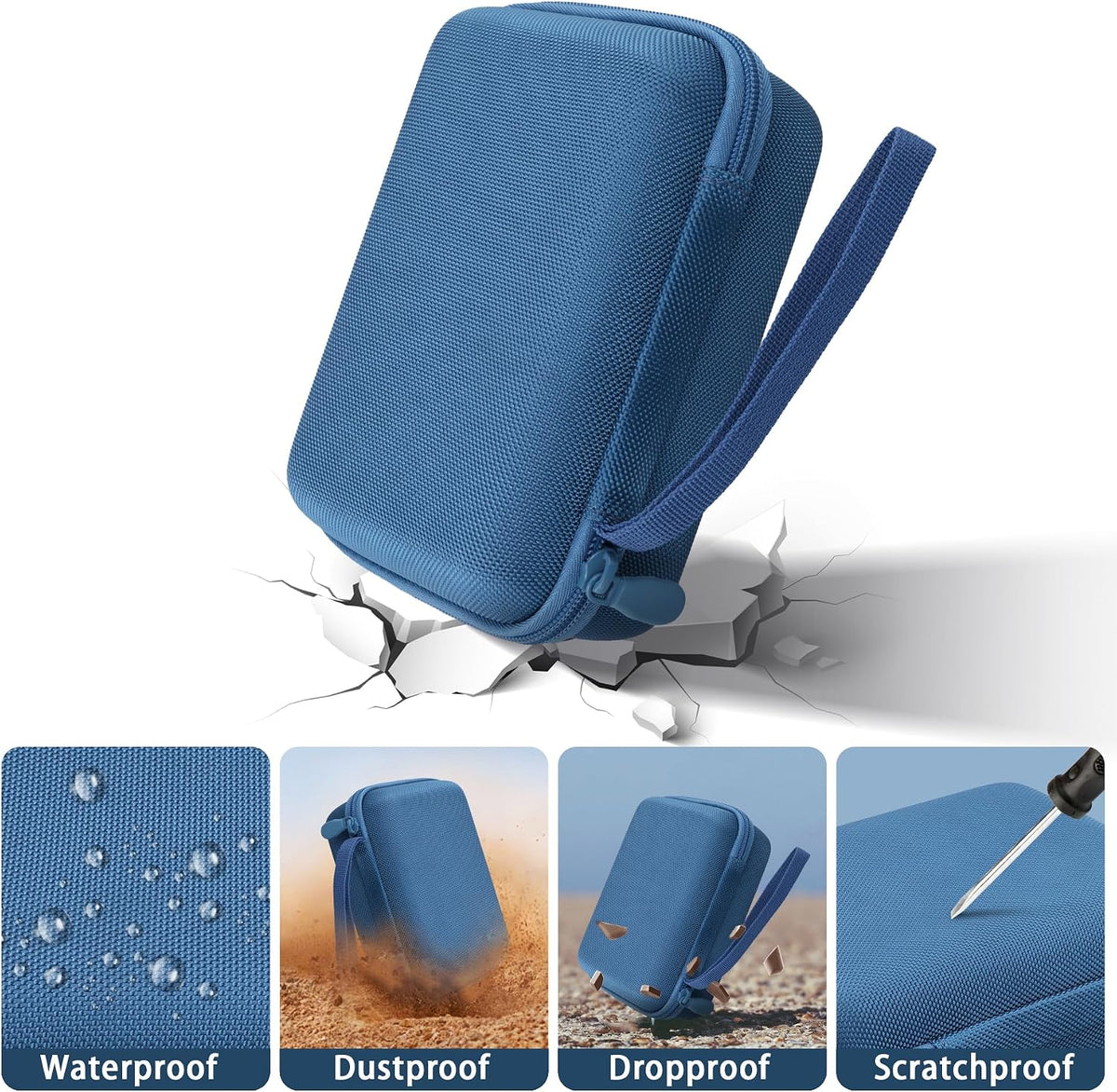 Hard Storage Case for WOLFBOX MF100/MF50/MF60/70 Electric Air Duster | Shockproof, Anti-crush, Mesh Pocket, Accessory storage, Not losing accessories, Protective Storage Box, Blue Case