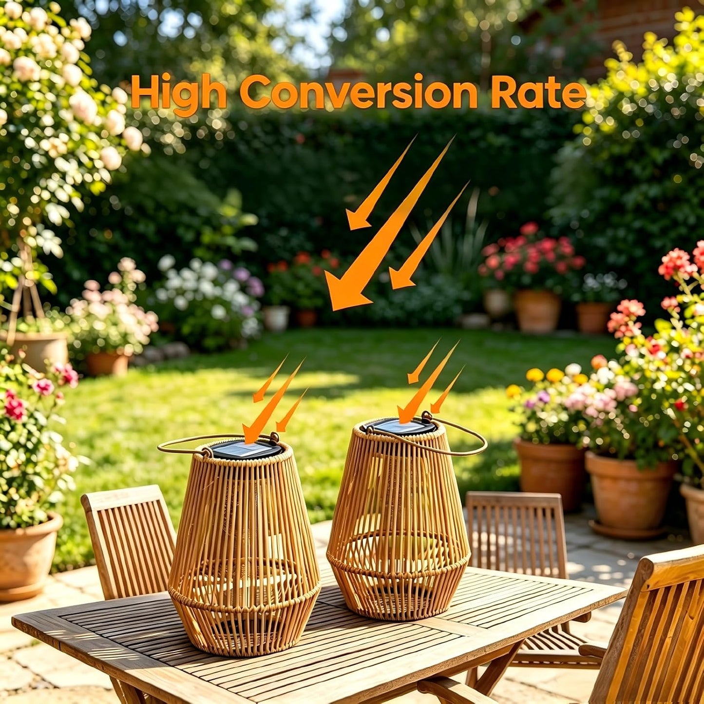 Solar Lanterns Outdoor Waterproof, Solar Rattan Lanterns 2 Pack | Gifts for Women Mom Grandma Hanging Solar Lights Outdoor Garden Decor for Outside, Patio, Yard, Porch, Lawn, 2 Pack