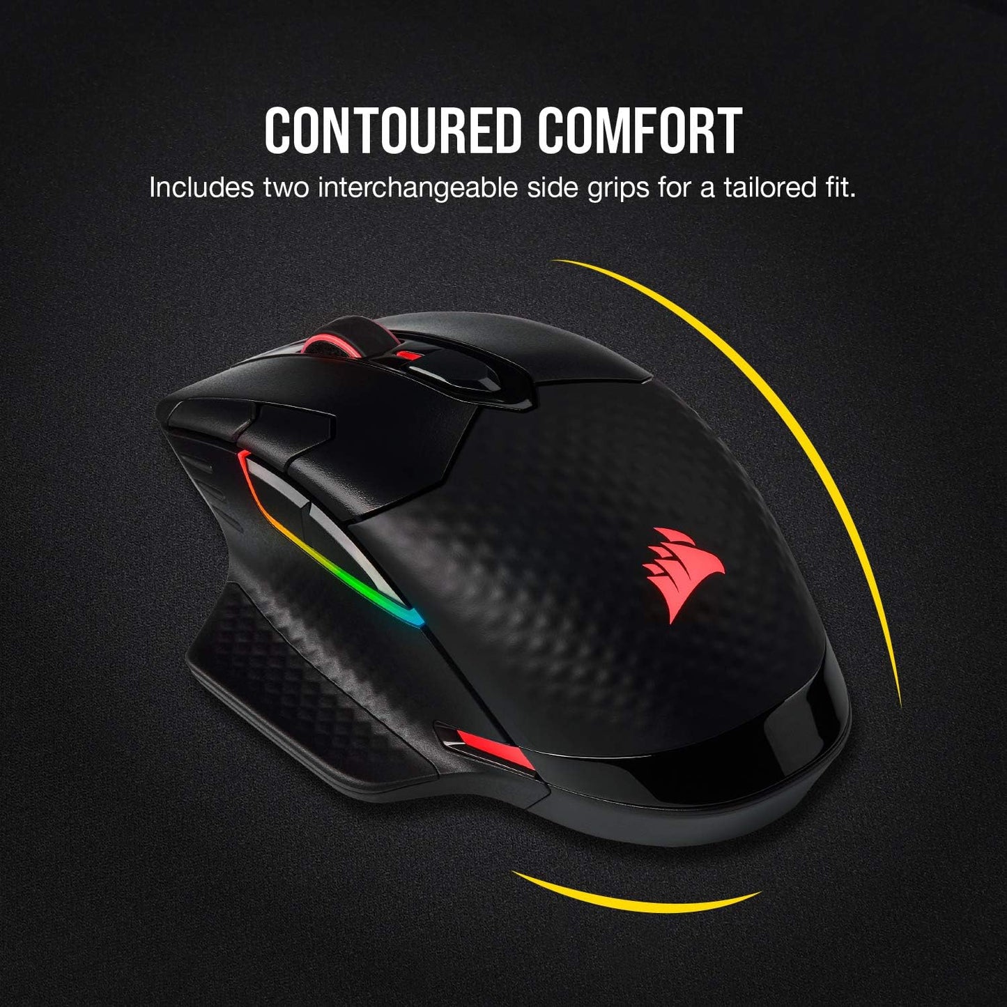 Corsair Dark CORE RGB PRO Wireless/Wired FPS MOBA Gaming Mouse – 18,000 DPI, Fast Response Time, 8 Programmable Side Buttons, Dynamic Multi-Color Backlighting – Black