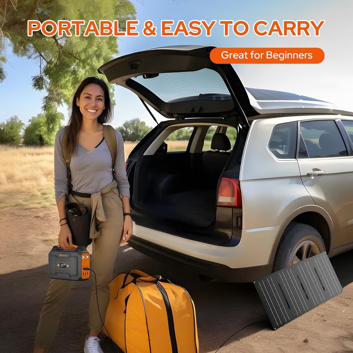 Portable Power Station with 40W Solar Panel, 100W Solar Powered Generator | Portable AC Outlet Camping Solar Power Bank 146Wh DC Battery Pack for Smart Device RV Outdoor Power Outage with Solar Charger