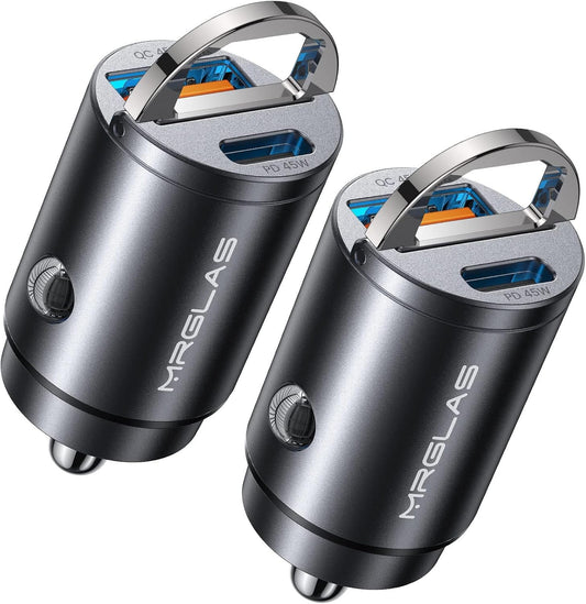 2-Pack 90W USB C Car Charger,[Super Mini Metal] Car Charger Fast Charging, PD+QC3.0 Type C Car Cigarette Lighter USB RV Power Adapter Compatible iPhone 17 16 15 Pro Max iPad Samsung S26 25