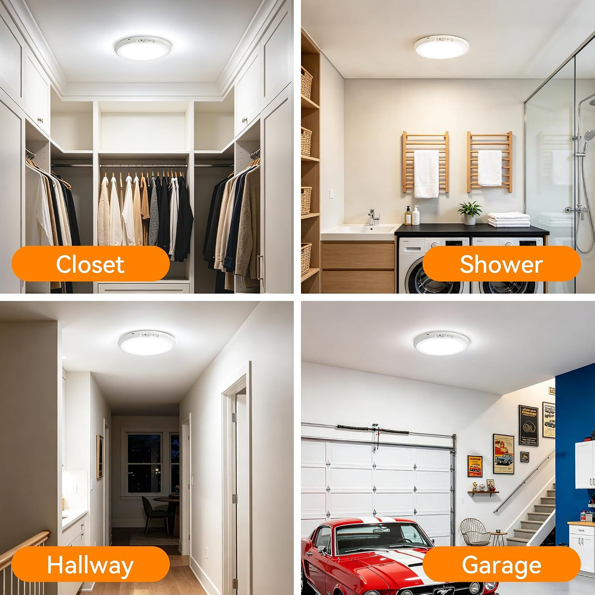 10000mAh Rechargeable Ceiling Light, Battery Operated Motion Sensor Closet Light with Remote, 3 Color Temperatures Dimmable Magnetic Mount for Closet Shower Hallway (1)