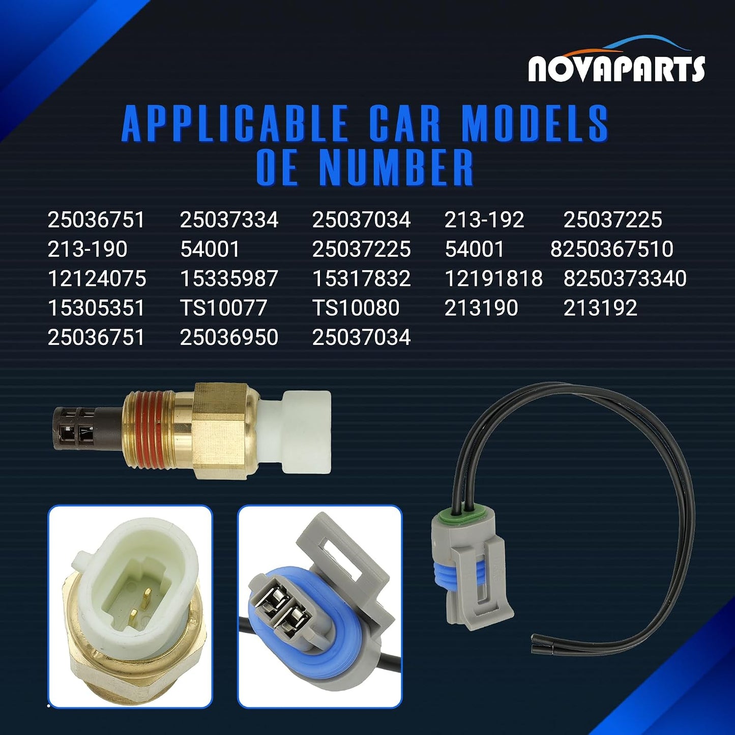 NOVAPARTS 25036751 Intake Air Temperature Sensor IAT/MAT/ACT for GMC Chevy Cadillac Oldsmobile Pontiac 25037334 25037034 213-192 213-190 25037225