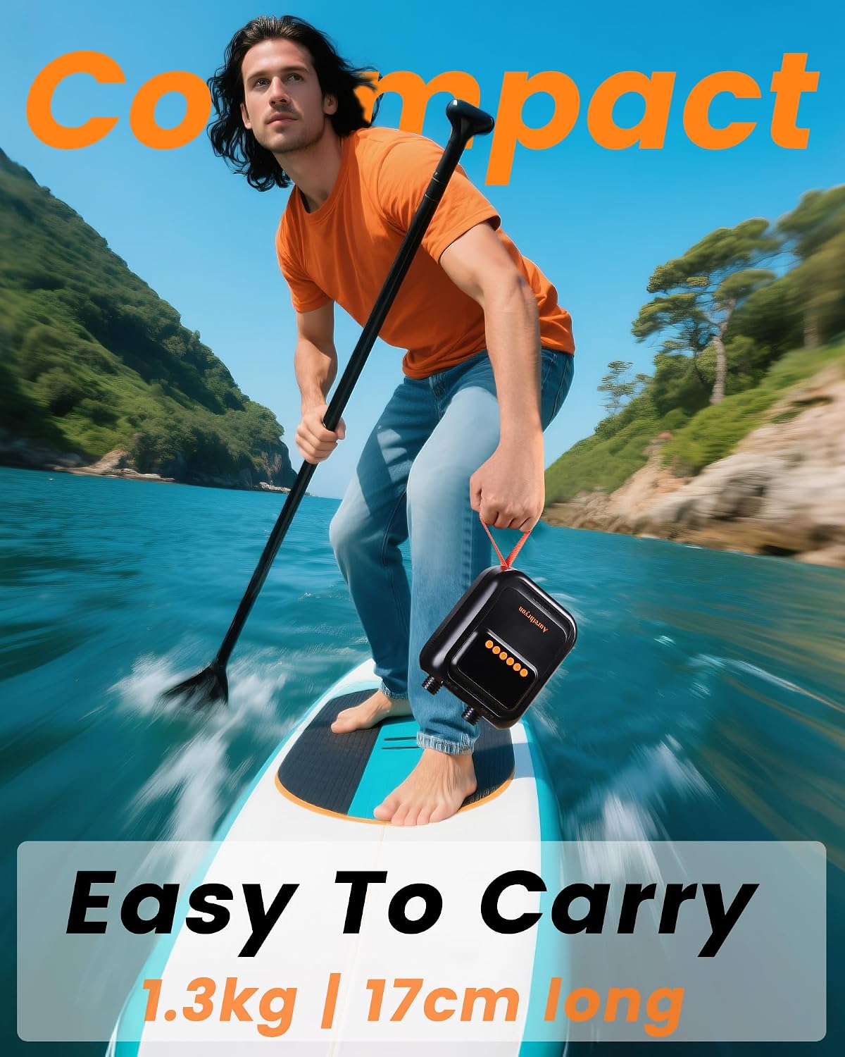 Rechargeable Electric Paddle Board Pump - 20PSI Portable 13500mAh Battery USB-C SUP Air Pump with 50% Faster Inflation for Inflatables, Kayaks, Tents, Boats, Pool