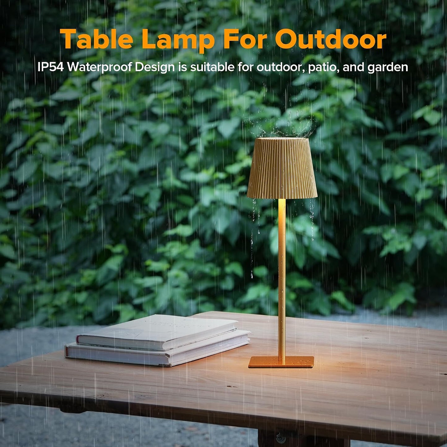 LUTEC 4 Pack Cordless Table Lamp,6000mAh Rechargeable Battery Operated Desk Lamp,Two Adjustable Heights,Waterproof, Touch Control & 3 Color Stepless Dimming for Restaurant/Bedroom/Bars/Outdoor (Gold)