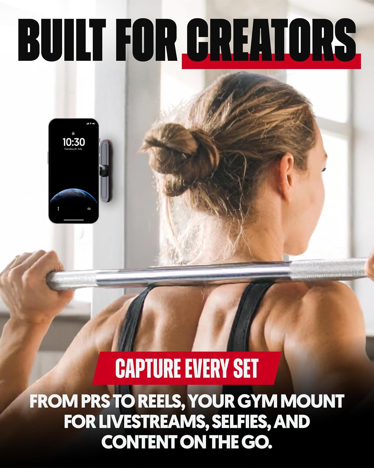 Magnetic Phone Holder for Gym, Stand for MagSafe and Android, Alloy Base | Aluminum body, 17 N52 magnets plus 6 rear. Flips to a stand. Ring for Android.