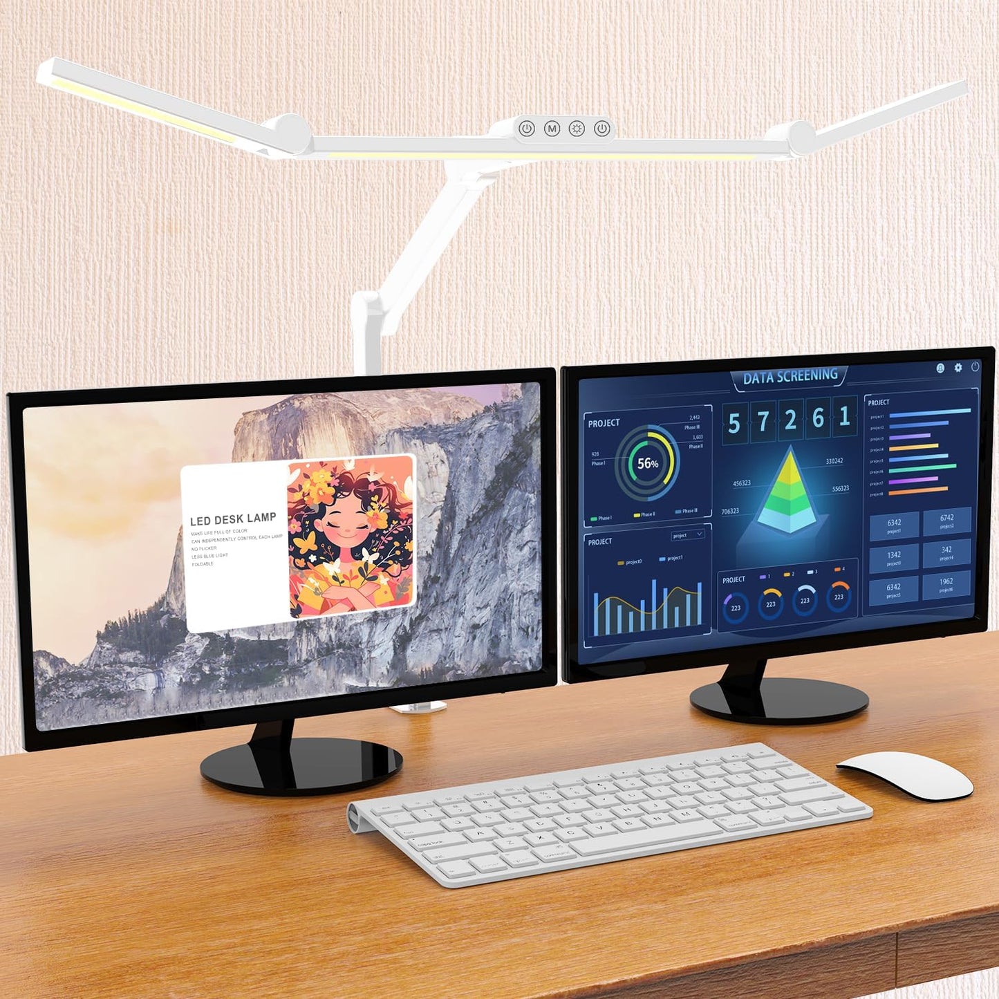 Architect Desk Lamp with Clamp, Led Desk Lamp for Home Office with Remote Control, 24W Bright Dimmable Computer Light with Atmosphere Lighting Adjustable Table Light(Remote)