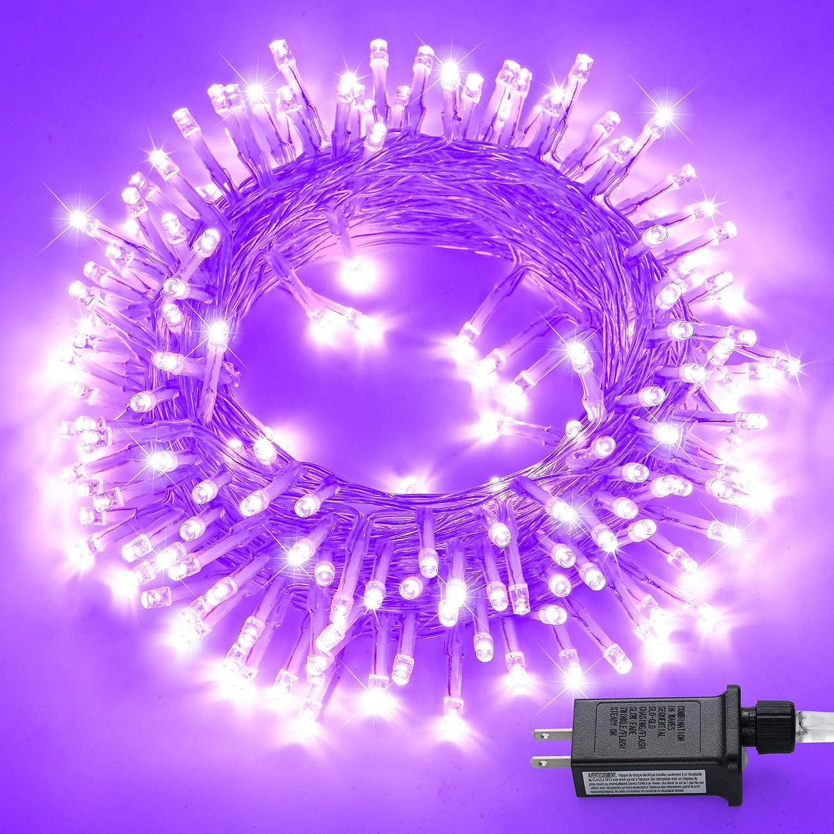 JMEXSUSS 150 LED Purple String Lights, Connectable Halloween Lights Indoor
