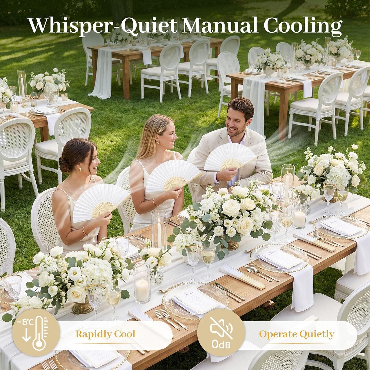JOHOUSE 12 PCS White Paper Fans Handheld, 8.3 Inch Foldable Hand Fan | Folding Fans Handheld for Women, Wedding Guests, Bridal & Baby Shower Favors, Birthday Party Decorations