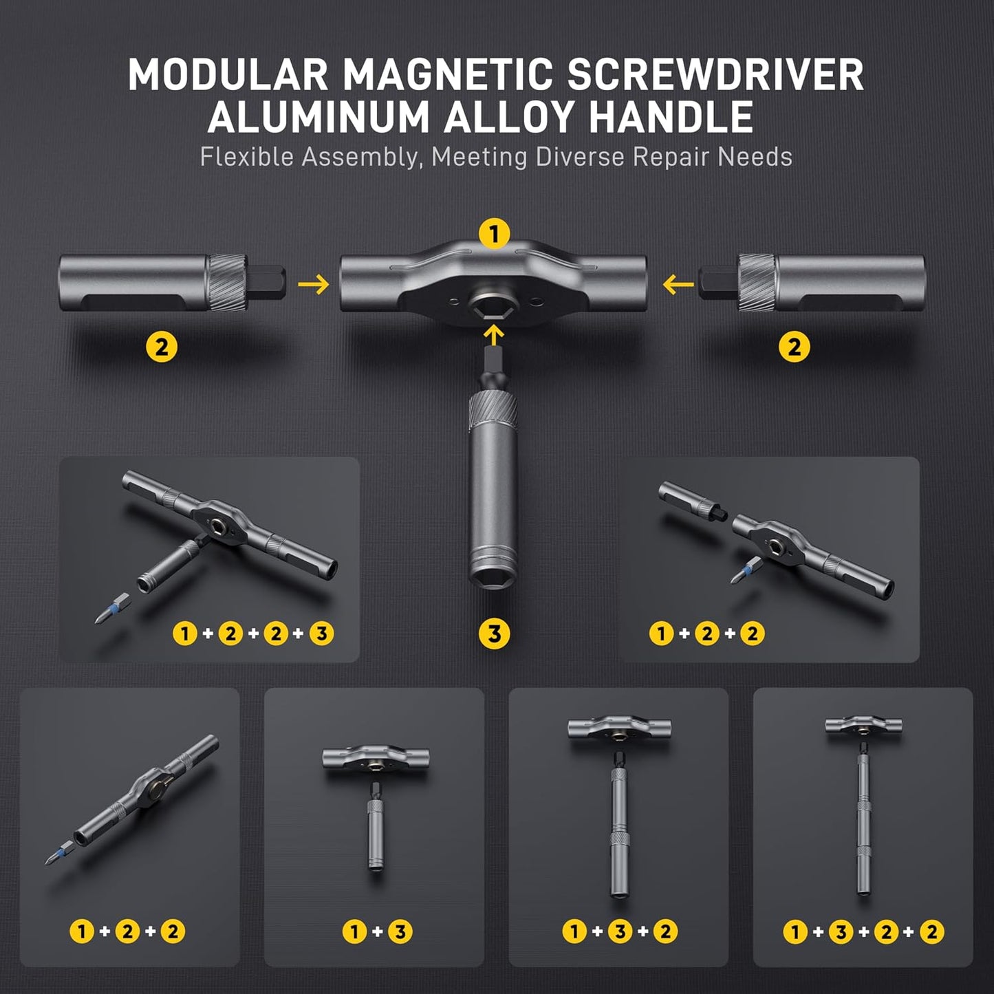 42 in 1 Magnetic Screwdriver Set, Multi Bit Ratcheting Screwdriver Set | with T Handle, Storage Case Repair Tool Kit for Computer, Eyeglass, Bicycles, Watch, Ring Doorbell, Furniture and DIY Man