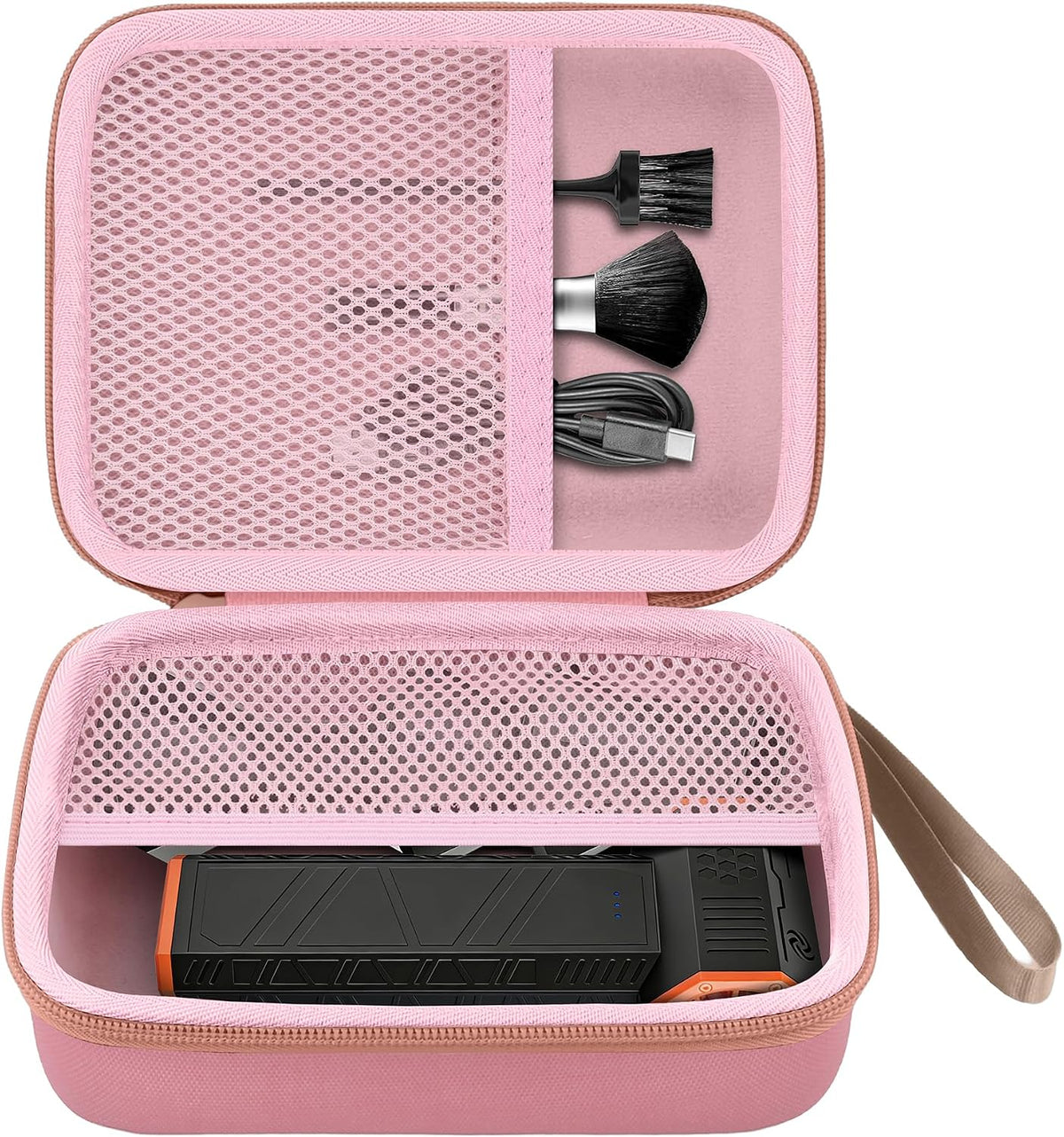 Hard Storage Case for WOLFBOX MF100/MF50/MF60/70 Electric Air Duster | Shockproof, Anti-crush, Mesh Pocket, Accessory storage, Not losing accessories, Protective Storage Box, Pink Case