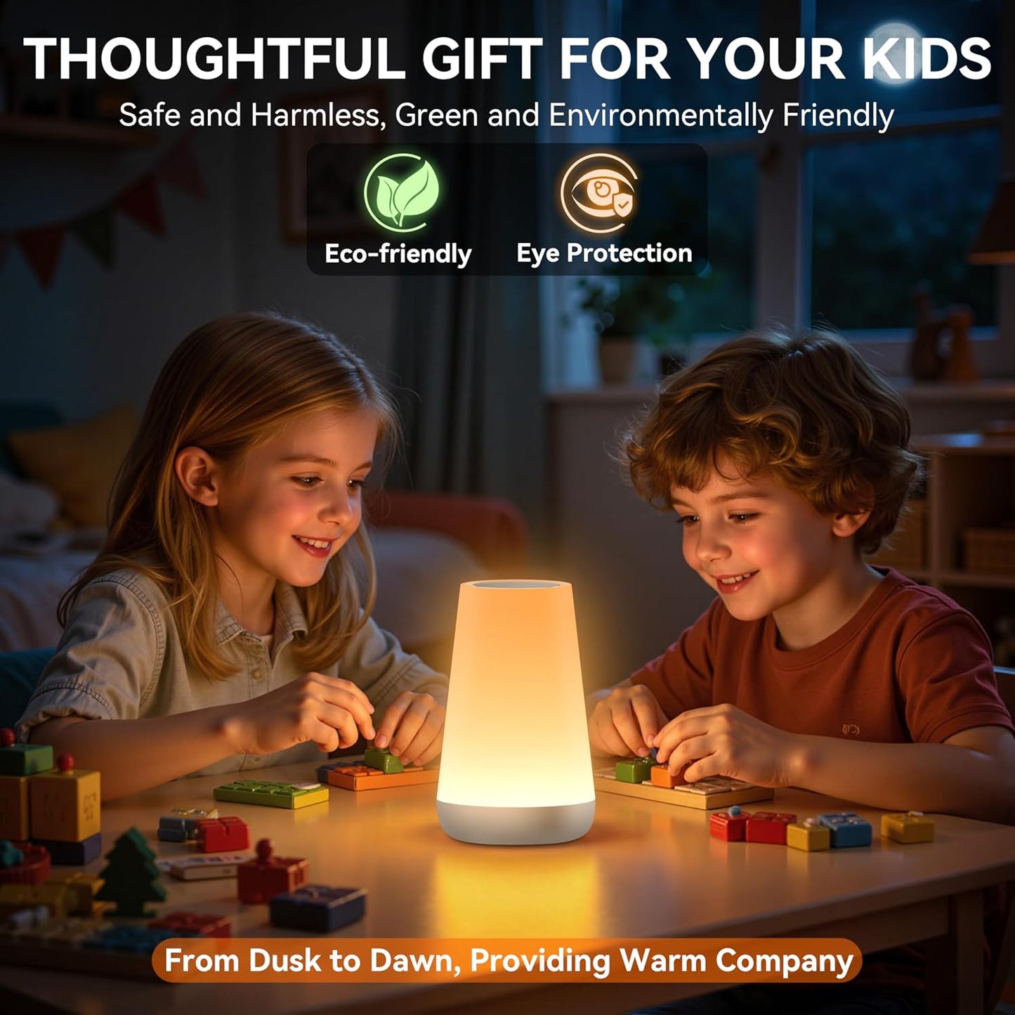 Auxmir Rechargeable Night Light, 13-Color Remote Control Lamp, Silver | touch control, 13 colors, 5 brightness levels, 4 lighting modes, 1/2/4/6-hour auto-off, portable for nursery and camping