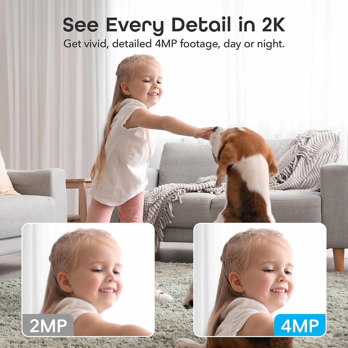 Geeni Look 2K 4MP Smart Indoor Security Camera, 1440p Ultra HD, 2-Pack