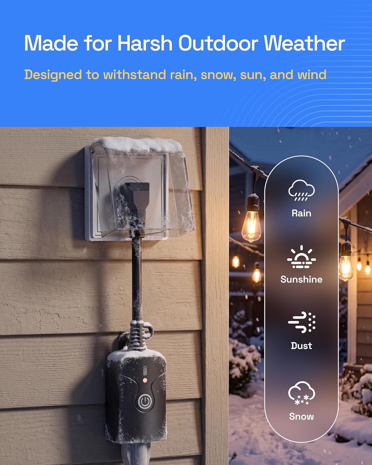 HBN Remote Control Outlets Outdoor Waterproof Indoor Wireless Light Switch | 3-Prong Plug In On Off Remote Outlet with 1 Outlet 1 Remote (Battery Included),6 Inch Cord, 100FT,15A/1875W, ETL Listed