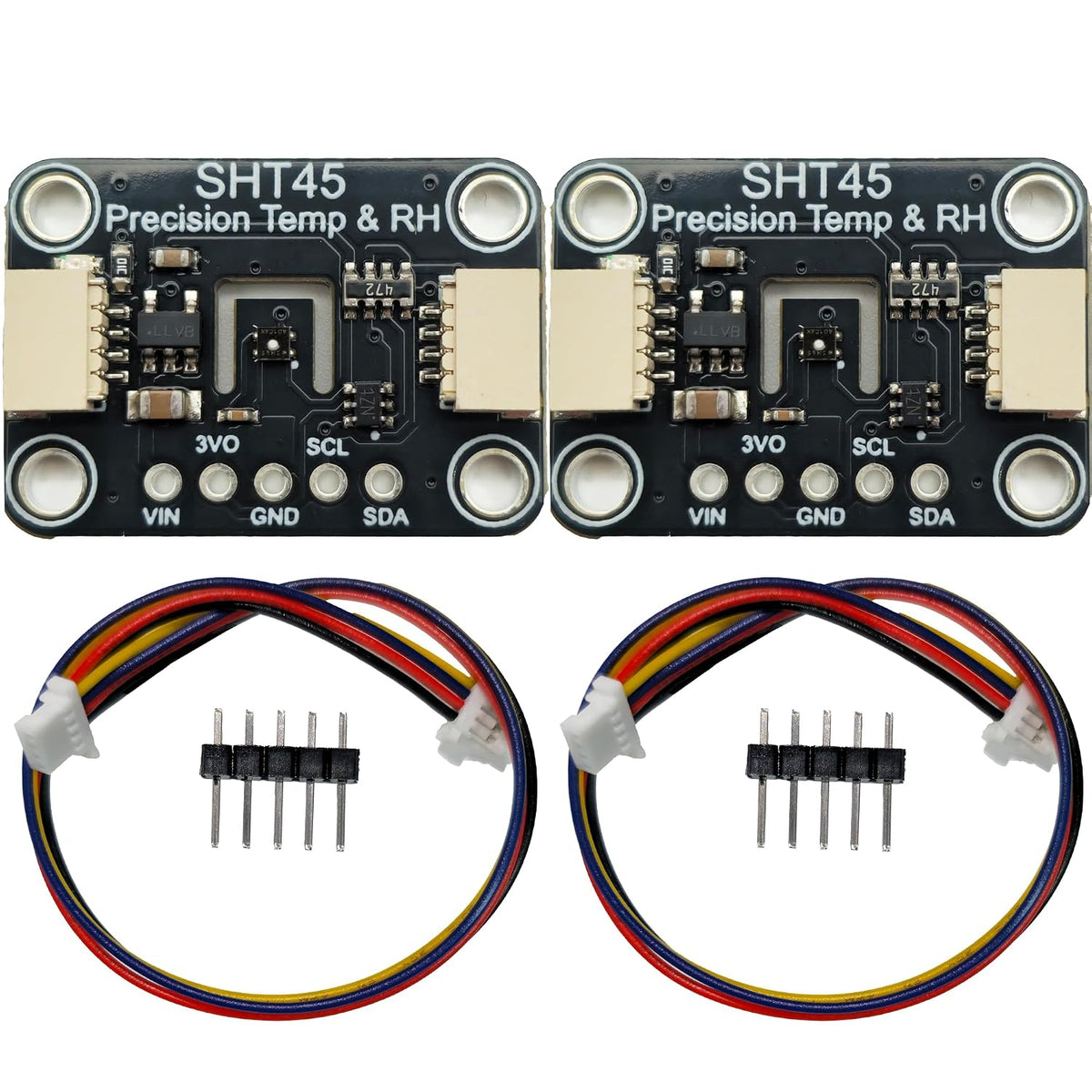 2PCS SHT45 PTFE Membrane Precision Temperature Humidity Sensor Module, 0.1°C Precision, I2C Interface,Temp/RH, Breakout Board for Arduino ESP32