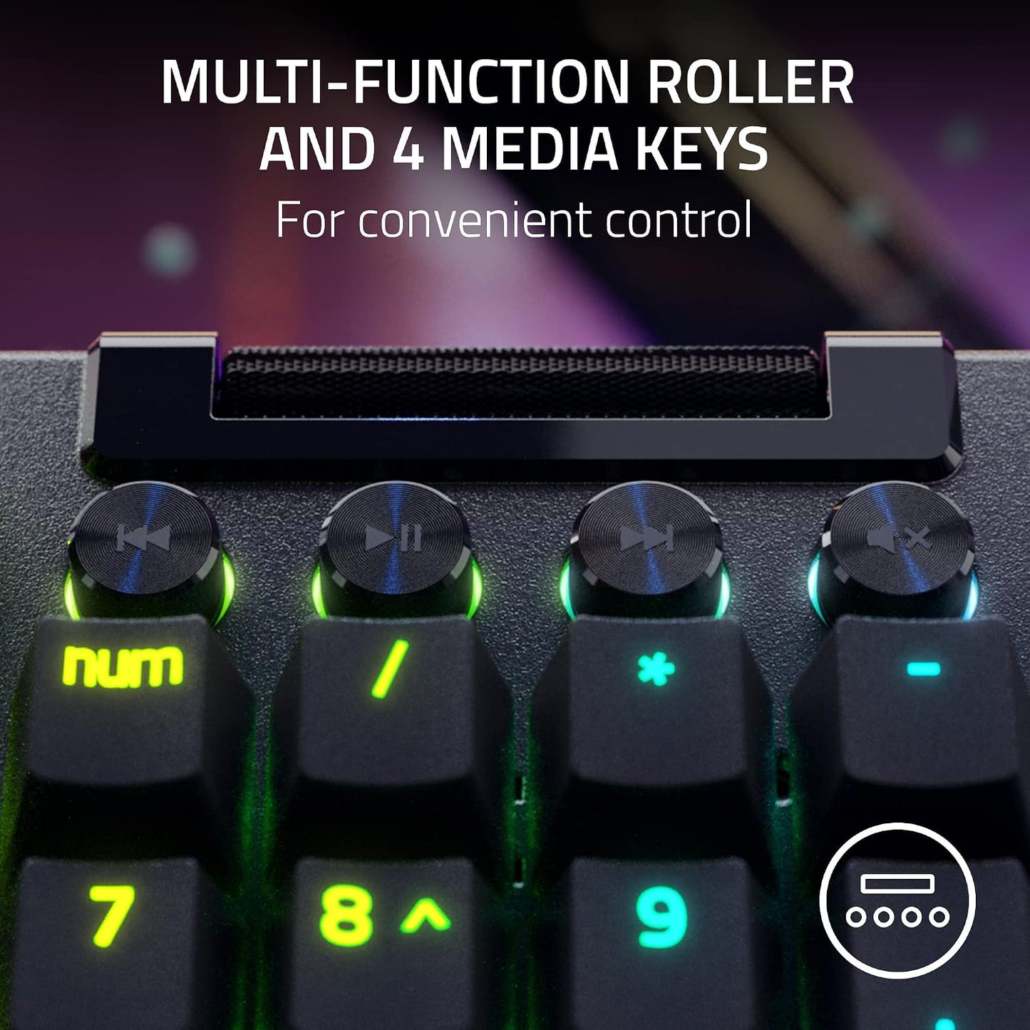 Razer BlackWidow V4 Pro Mechanical Gaming Keyboard, Green Tactile Switches | Green Switches Tactile & Clicky, Doubleshot ABS Keycaps, Command Dial, 8 Dedicated Macro Keys, Chroma RGB
