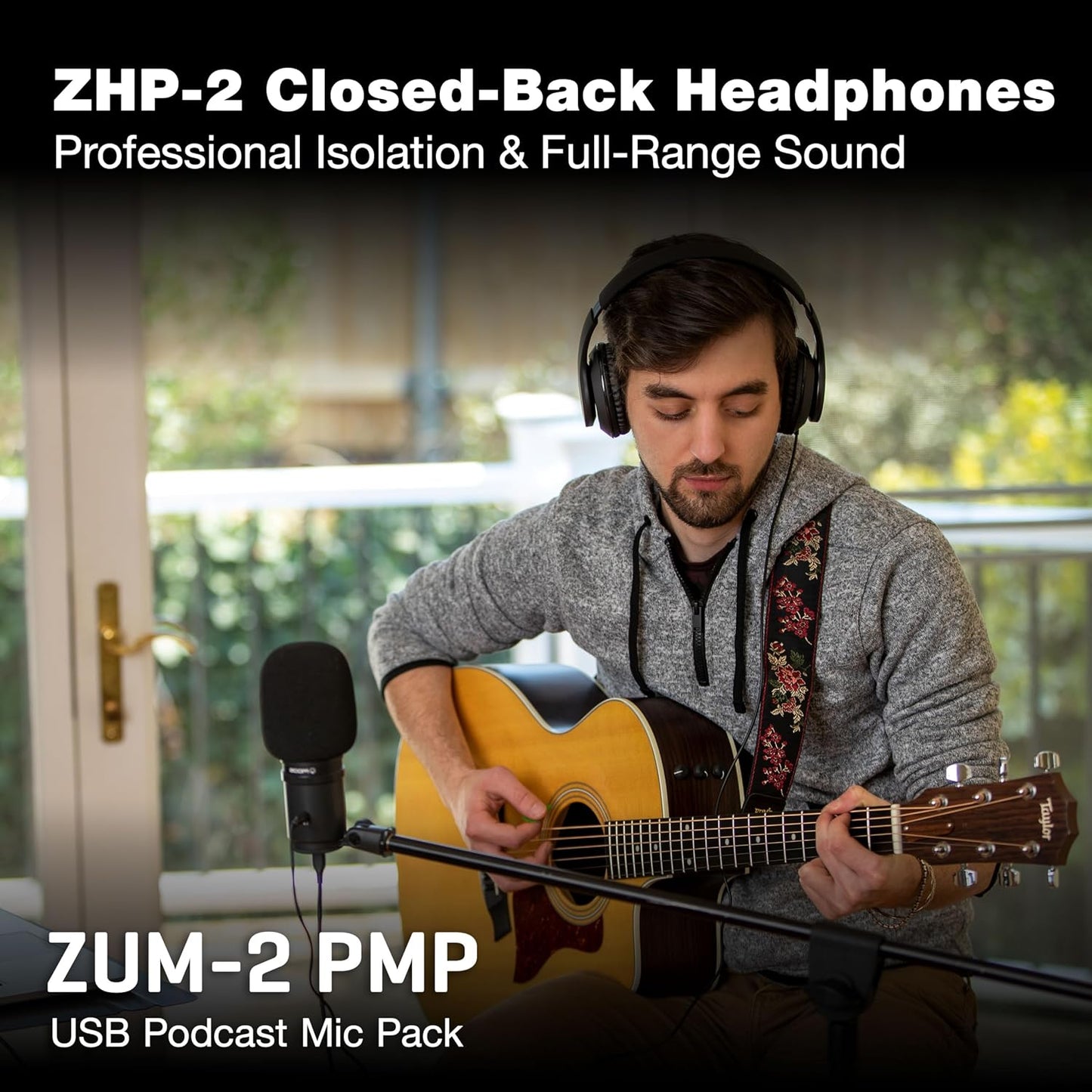 Zoom Zum-2 Podcast Mic Pack with USB Mic, Headphones & Stand | Perfect for Podcasters USB Microphone, Headphones, Tripod, Windscreen, and USB Cable Included