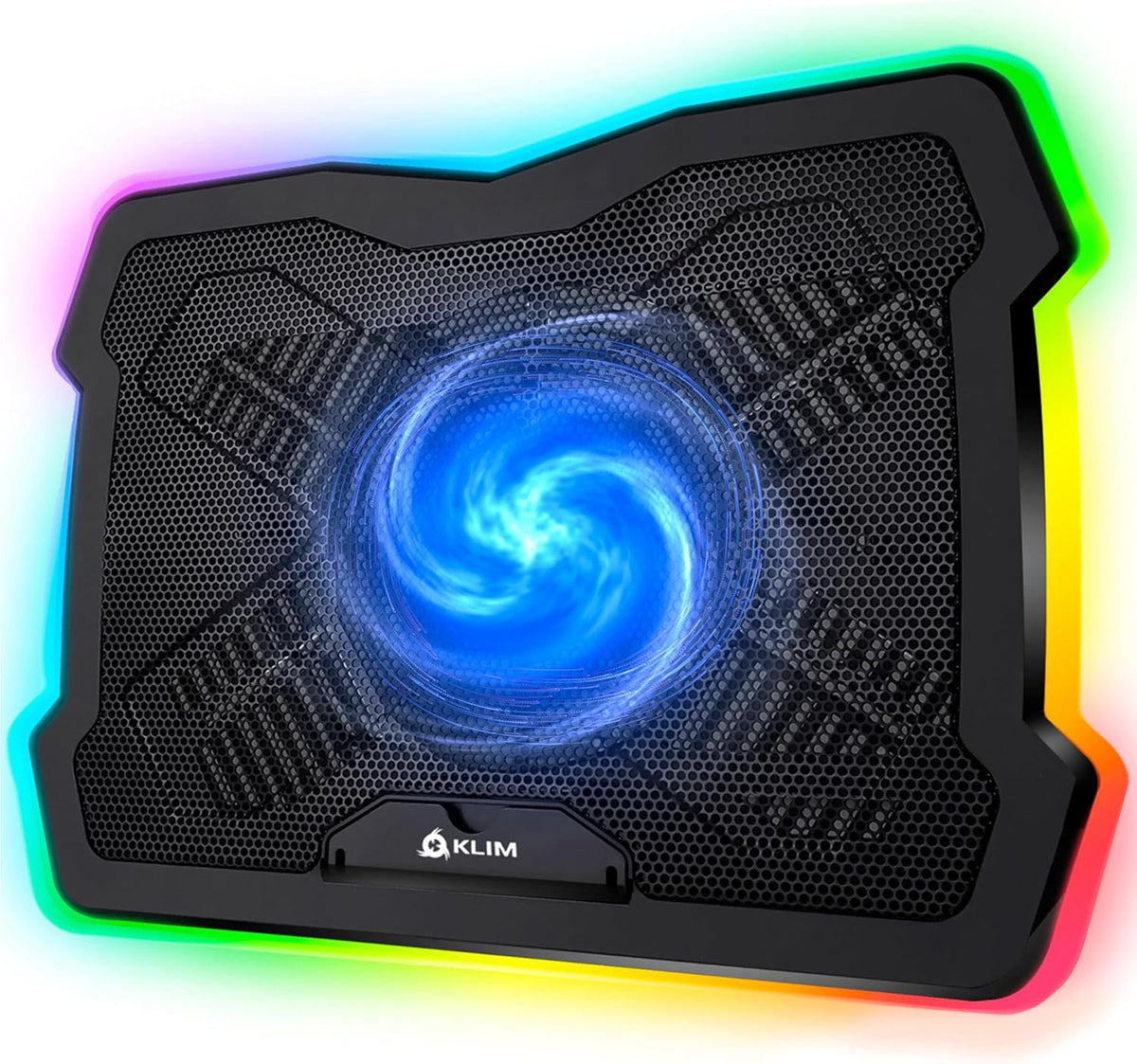 KLIM Ultimate - RGB Laptop Cooling Pad with LED Rim - New - Gaming Laptop Cooler - USB Powered Fan - Very Stable and Silent Laptop Stand - Compatible up to 17" - PC Mac PS5 PS4 Xbox One