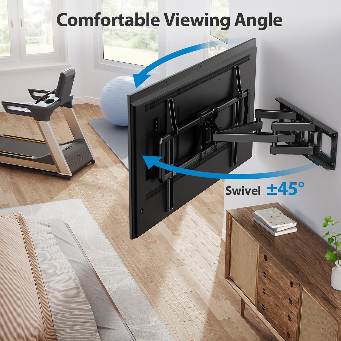 Pipishell Full-Motion TV Wall Mount for Most 37–84 Inch TVs up to 100 lbs, Wall Mount TV Bracket with Dual Articulating Arms, Extension, Swivel, Tilt, Fits 16" Wood Studs, 600 x 400mm Max VESA, PILF8