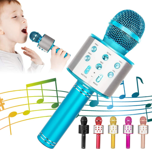 Wireless Bluetooth Karaoke Microphone for Kids-Blue