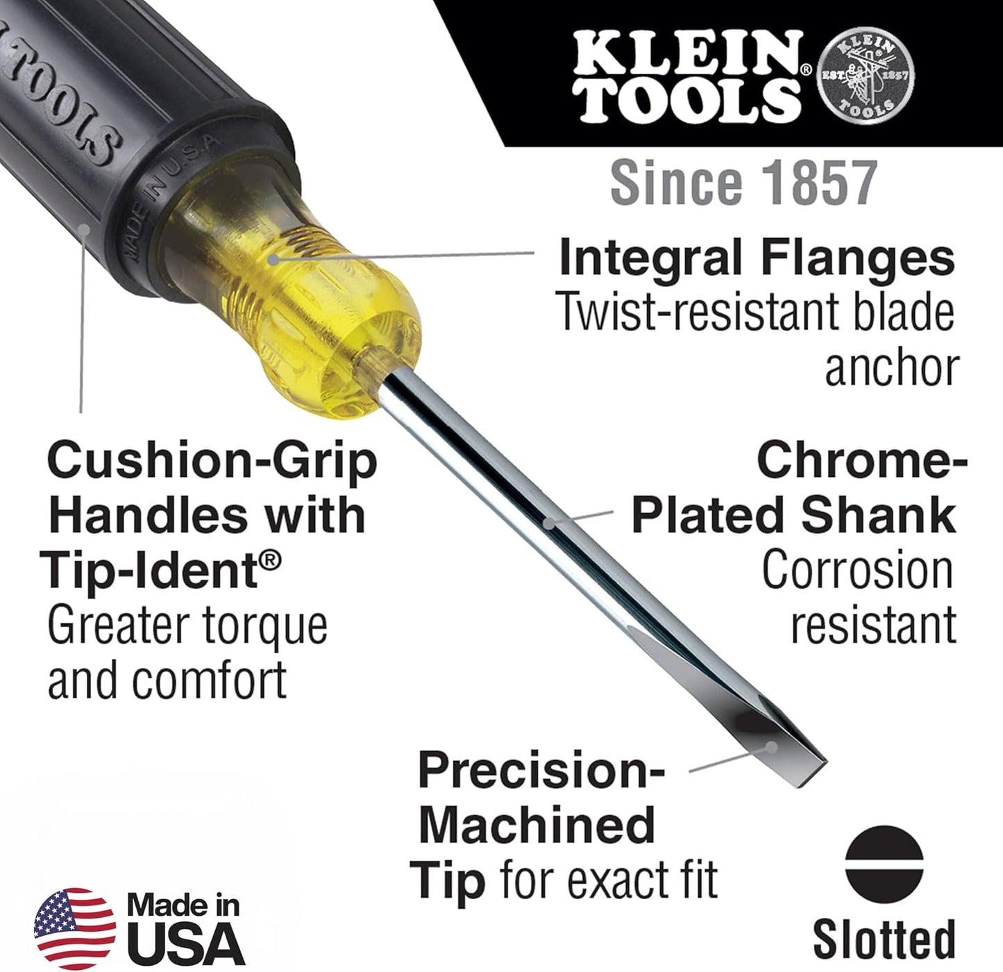 Klein Tools 85442 Klein Tools 85442 Screwdriver 2-Piece Set, Made in USA, 1/4 Keystone and #2 Phillips, Cushion Grip, Round and Square Shank, Heat Treated, Home Improvement