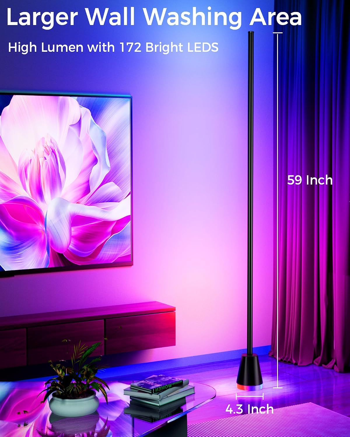 2 Pack Corner Floor Lamp, Smart RGB LED Corner Lamp with App and Remote Control, 172 LED Lighting and 16 Million Colors Changing Standing Lamps with Music Sync for Living Room, Bedroom, Gaming Room