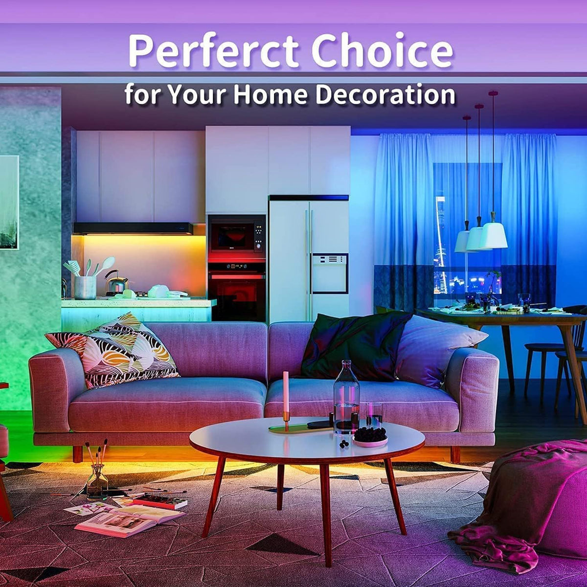 Tenmiro 50ft Led Strip Lights, Smart Led Lights Strip Music Sync Color Changing Lights App Control and 23keys Remote, Led Lights for Bedroom Party Home Decoration