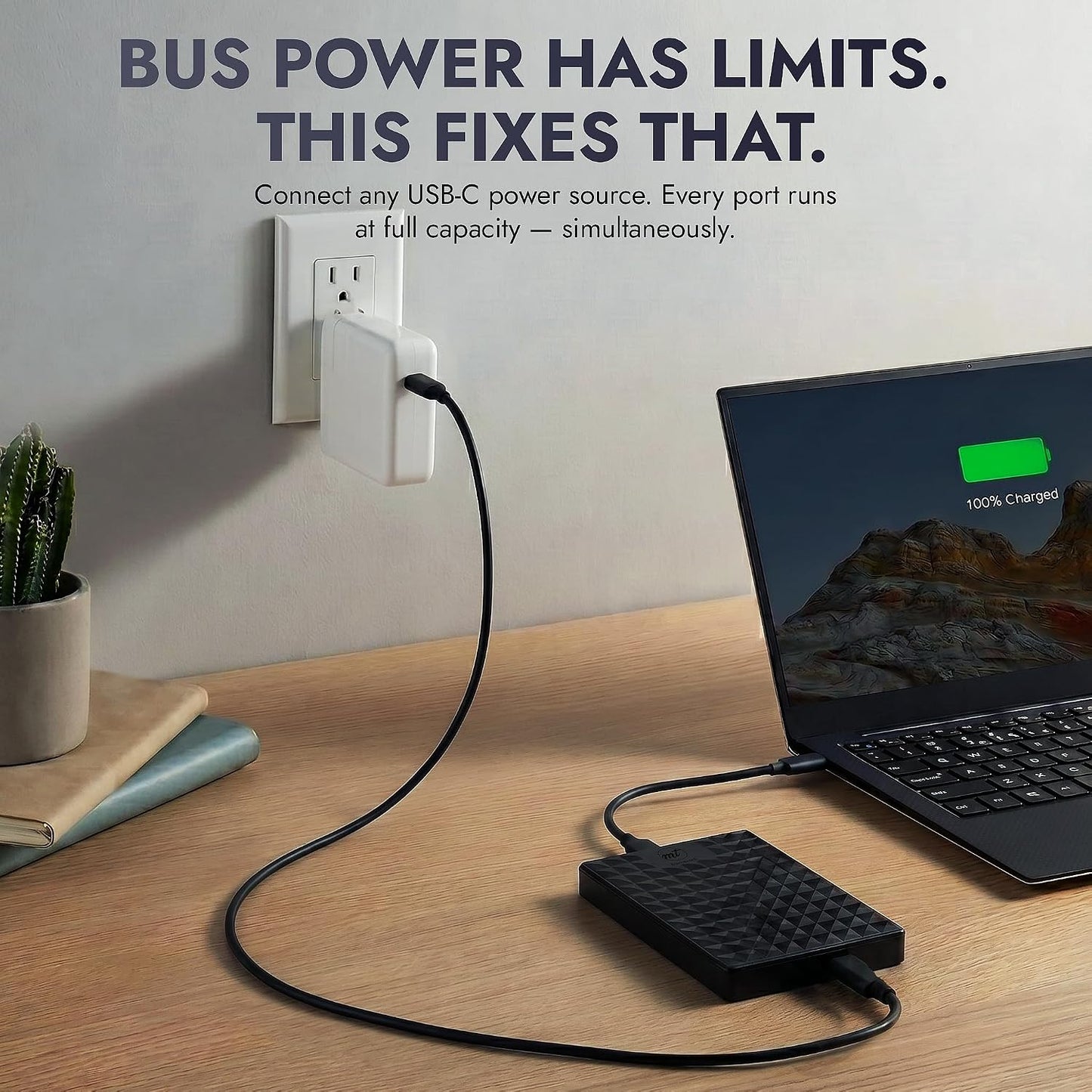 Nexus 1TB Portable External Hard Drive with Built-in Docking Station -5-in-1 USBC Hub, USB 3.1 10Gbps, SD & MicroSD, Bus-Powered, Compatible with MacBook, Laptop, iPad (1TB + 5-in-1 Dock)