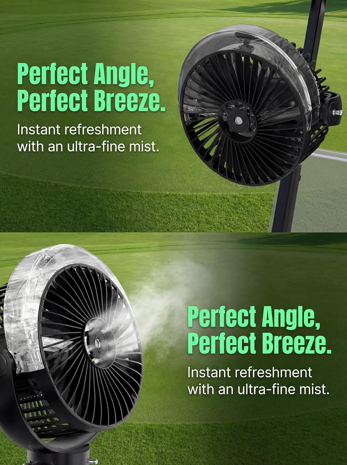 2-Pack Magnetic Golf Cart Misting Fan with Heavy-Duty Strap, 12000mAH Battery Operated Portable Fan with 4 Speeds, LED, Timer, Suitable for EZGO Club Car Yamaha, Golf Cart & Camping Accessories 2026