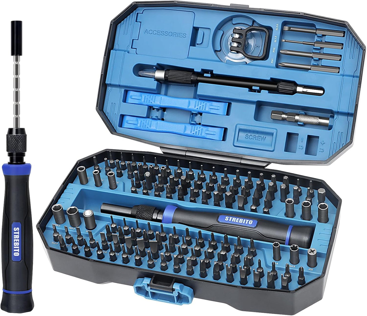 STREBITO Precision Screwdriver Set 153 in 1 Small Magnetic Screwdriver Set | Electronics Screwdriver Set Mini Repair Tool Kit for RC, Computer, PC, Laptop, iphone, Macbook, PS5, Xbox, Jewelers, Glasses