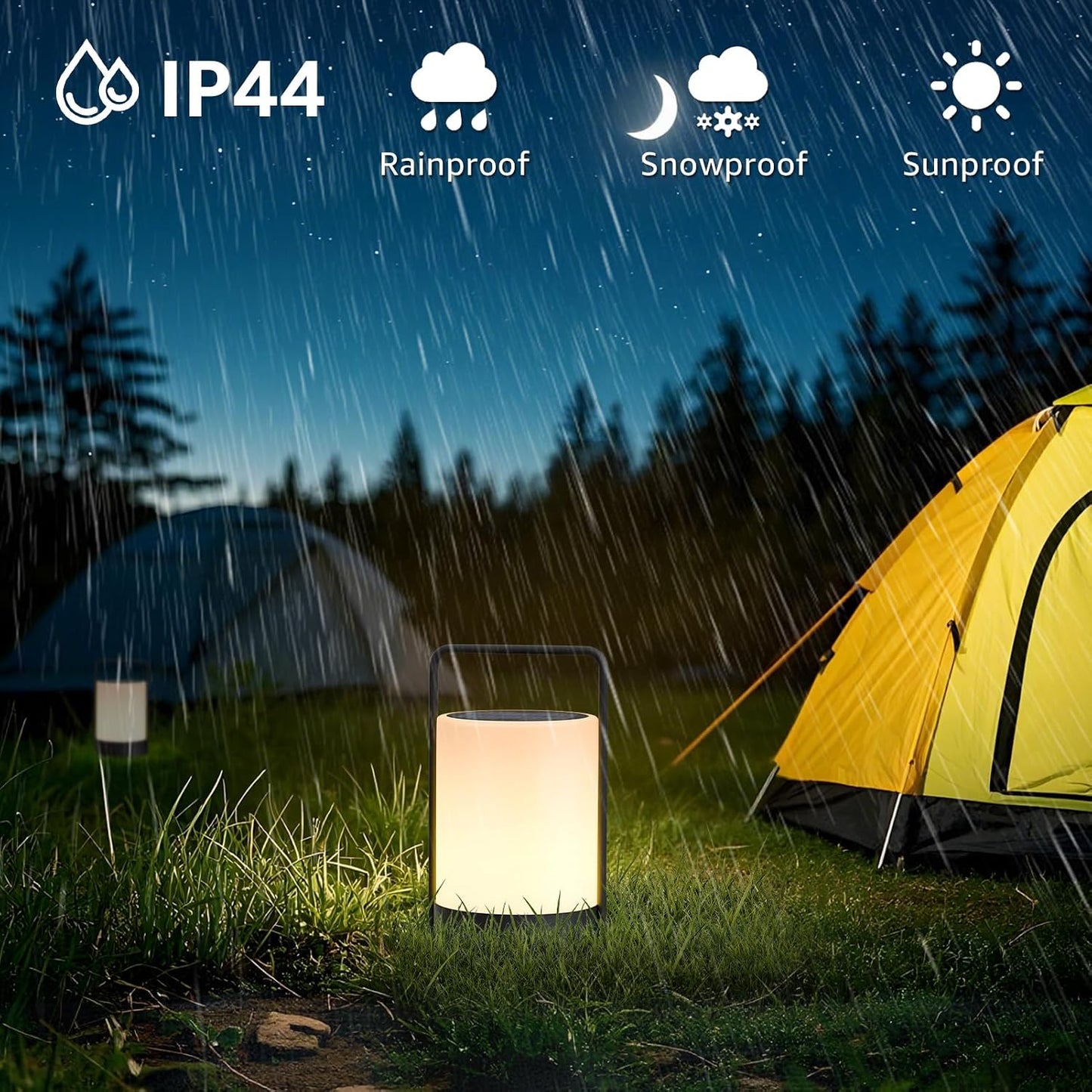 uuffoo Solar Lantern Outdoor Waterproof Table Lamp Cordless Metal Frame | IP44 Weather Resistant RGB and Warm White 7-15H Battery Life for Indoor Outdoor Patio Camping Restaurant Terrace By the Pool