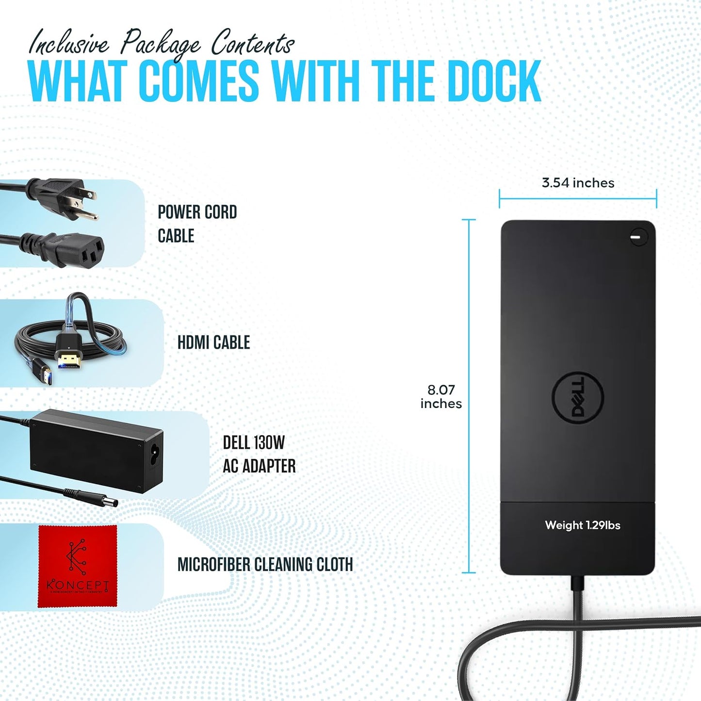 WD19 Dell Docking Station - Dual Monitor USB-C Dock with 130W & HDMI Cable | VGA & Mini DisplayPort Support, RJ45 Ethernet, Multiple USB 3.0/2.0 Ports, Audio Connectivity & One-Cable Workstation Setup