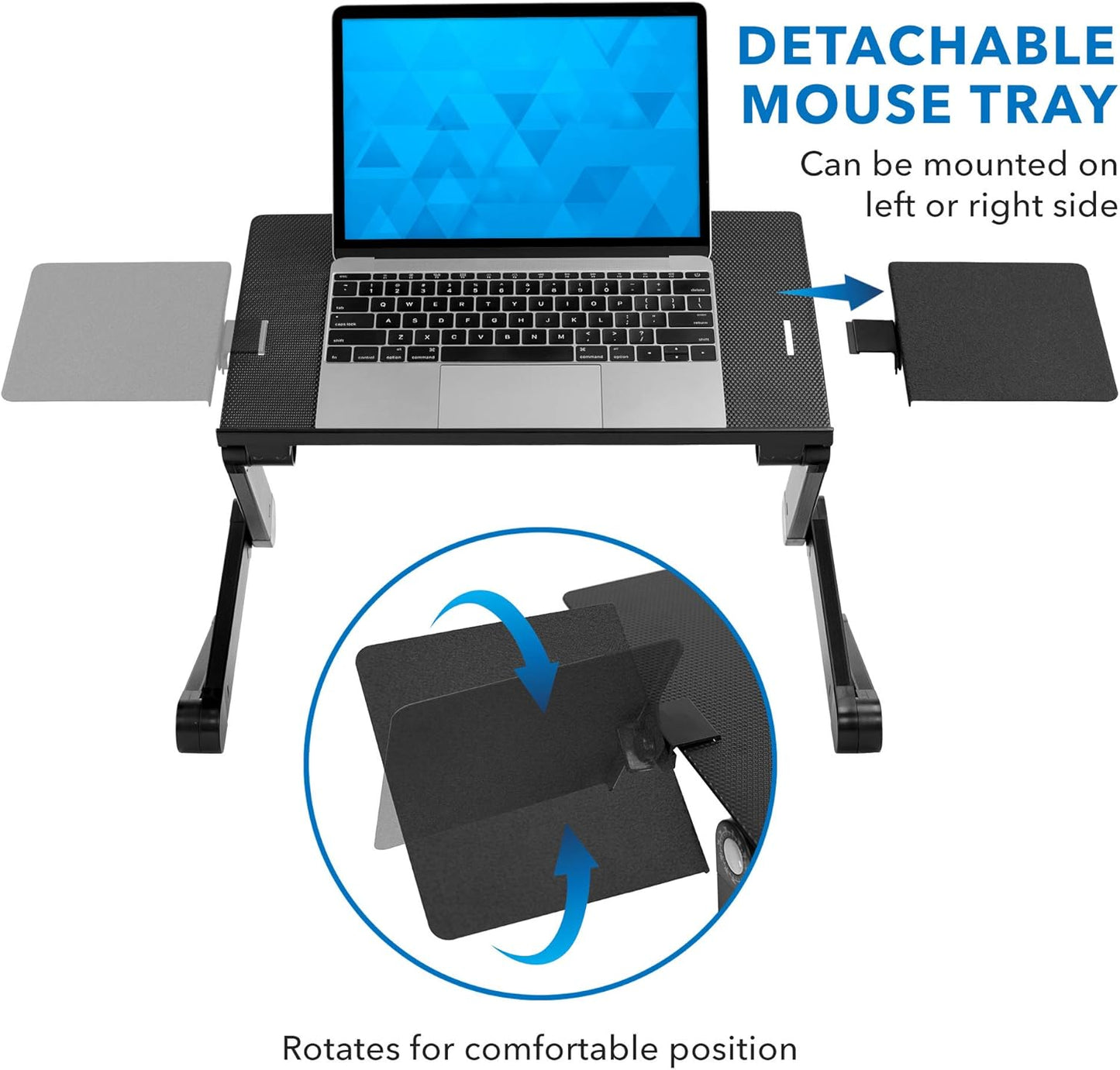 Mount-It! Adjustable Laptop Stand & Lap Desk with USB Cooling Fans, Large Aluminum Laptop Tray with Mouse Pad, Portable Sit-Stand Laptop Desk for Bed, Couch & Table