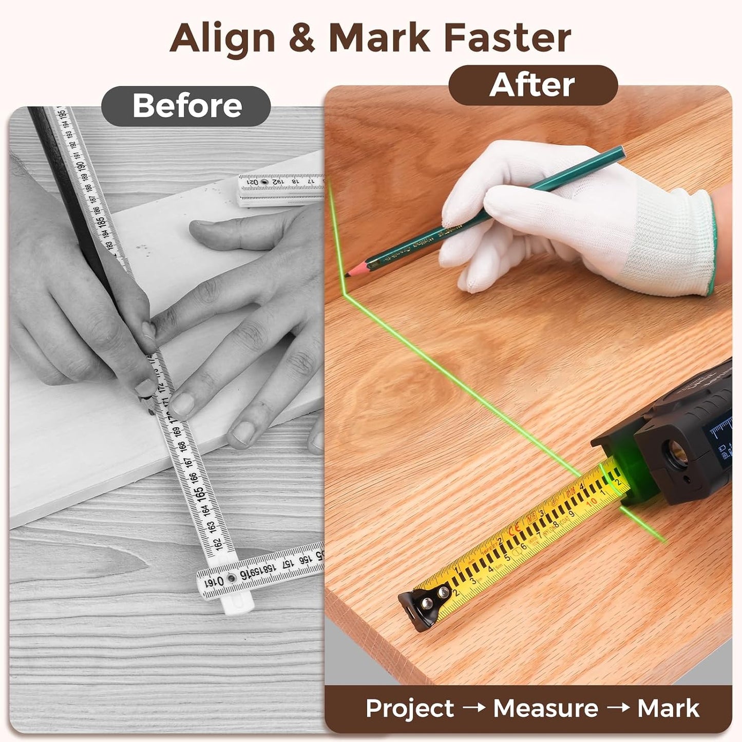 393Ft Digital Tape Measure 3-in-1 Laser Tape Measure & 16ft Tape | Area/Volume/Pythagorean Calculation, OLED Display, Type-C Recharge, M/in/Ft Unit Switch, for Room Measurement & DIY Projects