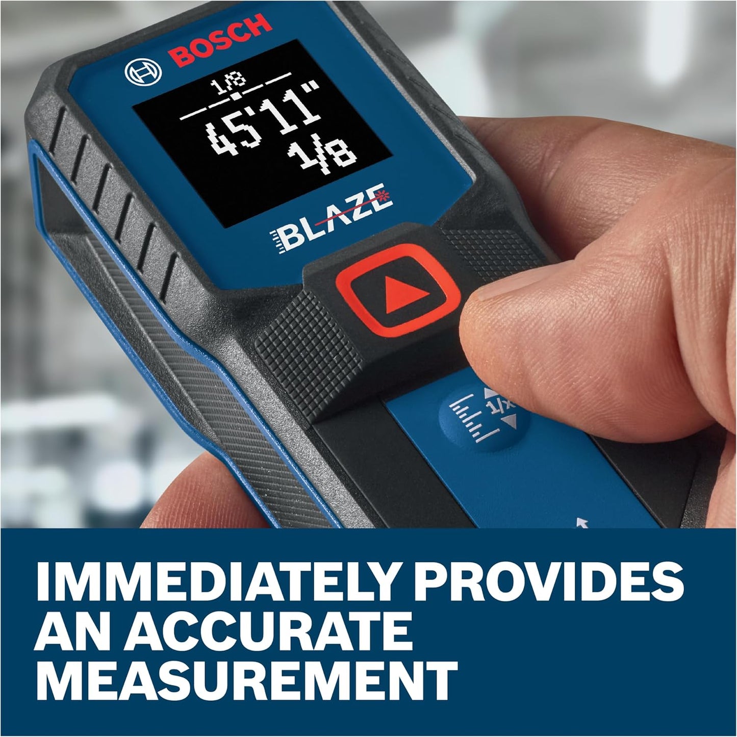 BOSCH GLM100-23 100 Ft Blaze Laser Distance Measure, Includes 2 AA Batteries, Distance Measuring Laser
