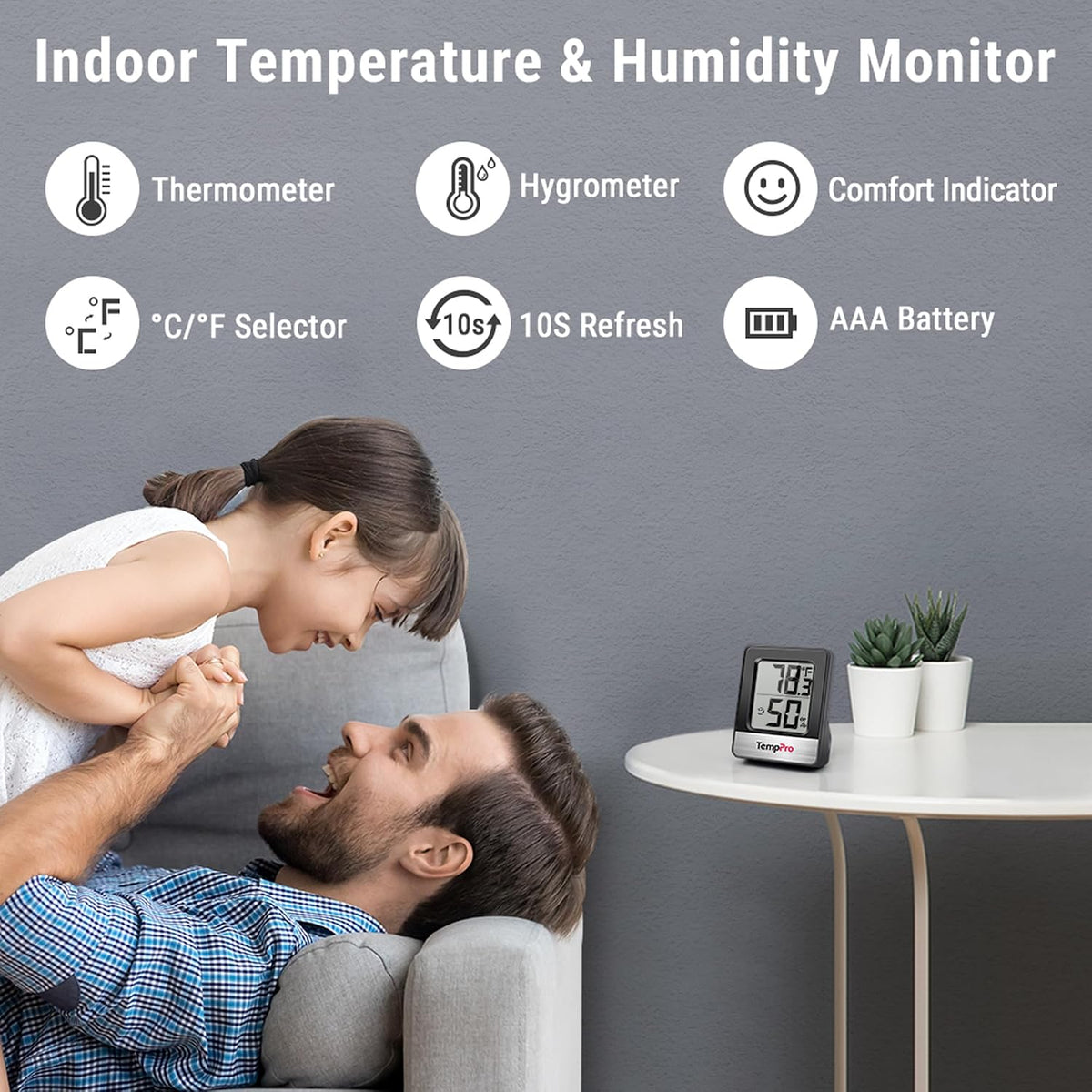 TempPro TempAir 2 Pack Hygrometer Indoor Humidity Meter, Room Thermometer