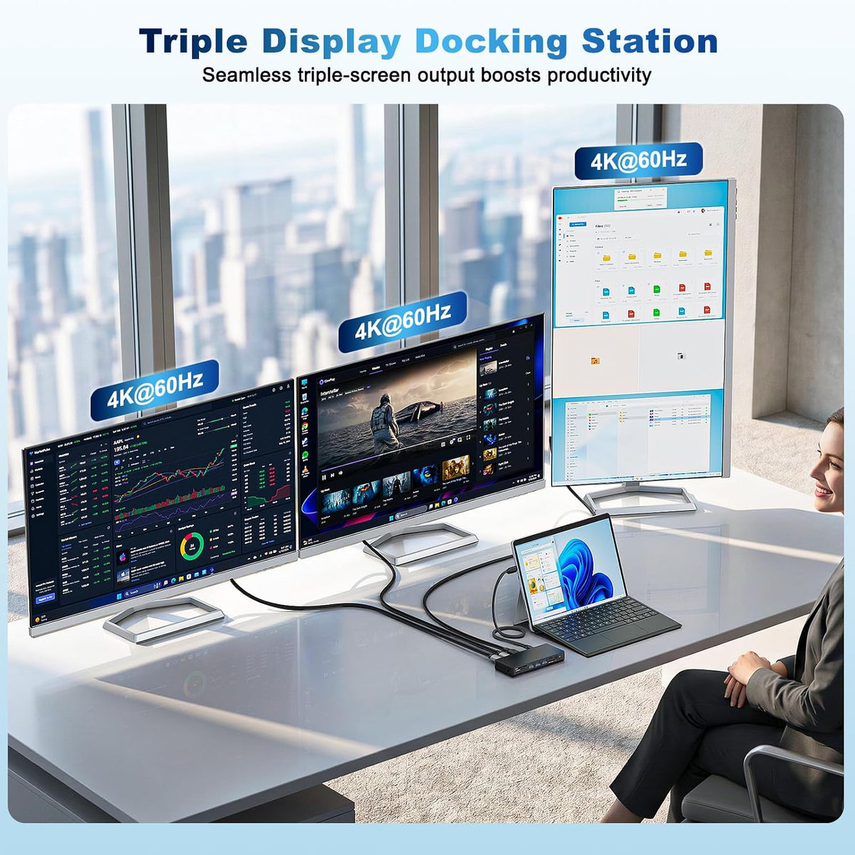 Surface Thunderbolt 4 Dock 16 in 1 Triple Displays with Power Adapter