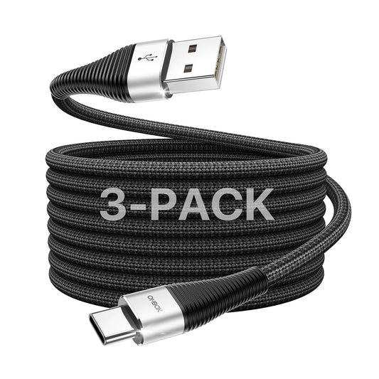 USB to USB C Cable 3FT USB A to Type C Fast Charging Cord 3Pack USB C Cable | Black USB A to USB C Cable Premium Nylon Braided USBC Cord with Carplay for iPhone 17/16/15/Pro/Plus/Max/Samsung Galaxy S26