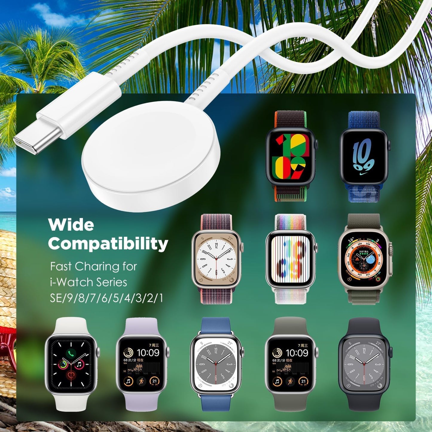 5W Fast Apple Watch Charger Cable,2Pack 3FT Type C iWatch Charger for iWatch Series Ultra 11/10,USB C Magnetic Wireless Fast i-Watch Charging Cord Compatible with iWatch Series 9/8/7/6/SE/SE2/5/4/3/2