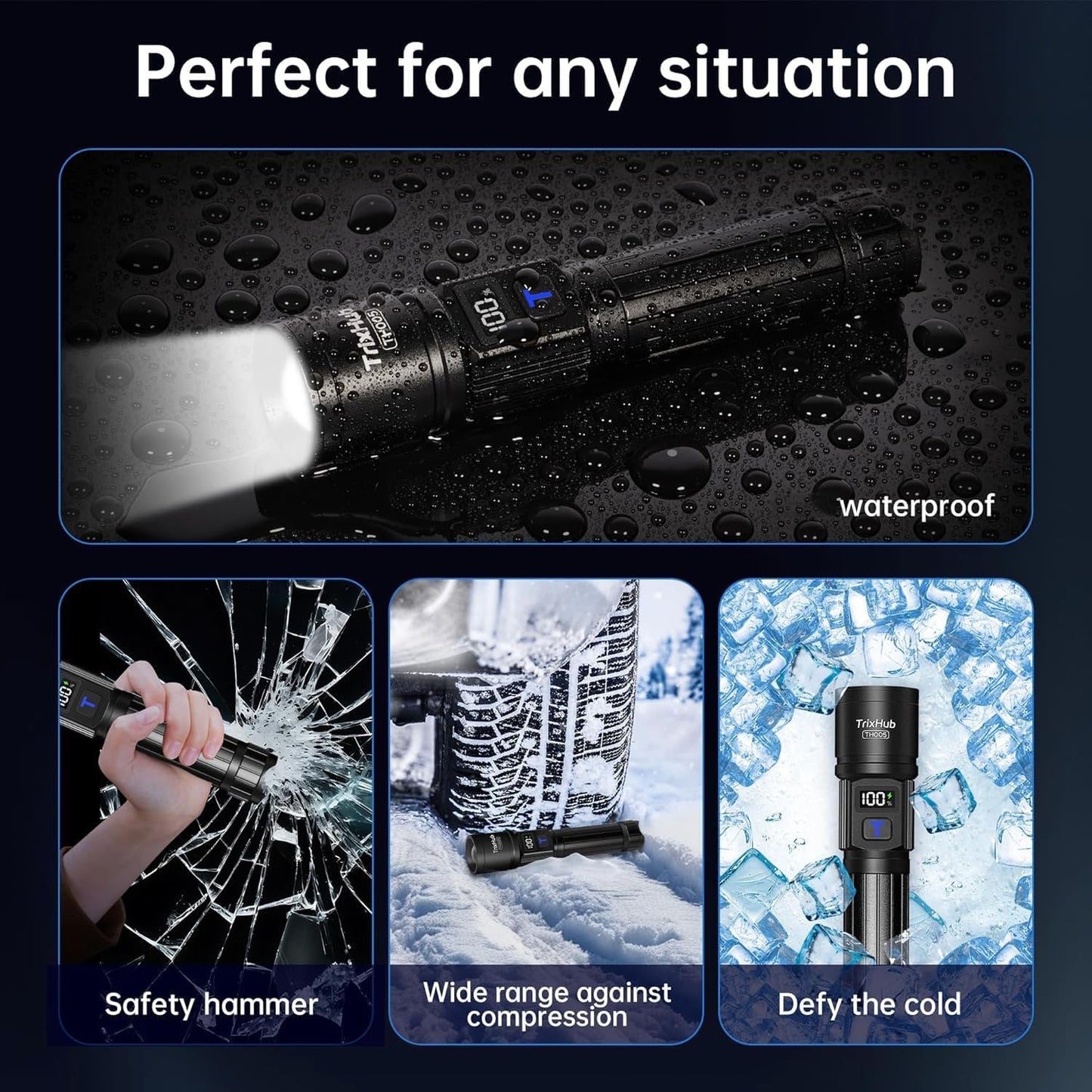 Rechargeable Flashlights 2 Pack Super Bright High Lumens Flashlight | LCD Digital Display, 5 Modes, USB C Charging, Zoomable Linternas, Powerful Handheld Flashlights for Home Emergencies Camping