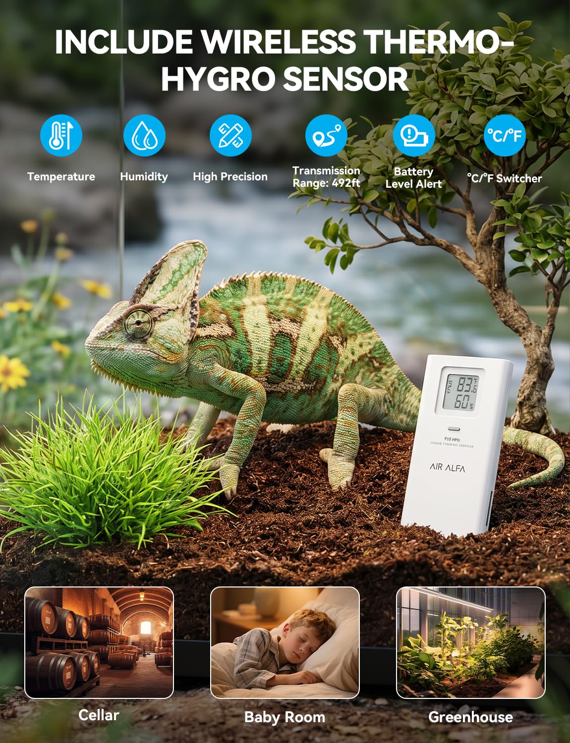 4900FT WiFi Smart Weather Stations Wireless Indoor Outdoor, LoRa Based Wireless Weather Station with 7-in-1 Solar Sensor, Thermo-Hygro Sensor, Bird Spike, CSV Export &amp; Calibration Black
