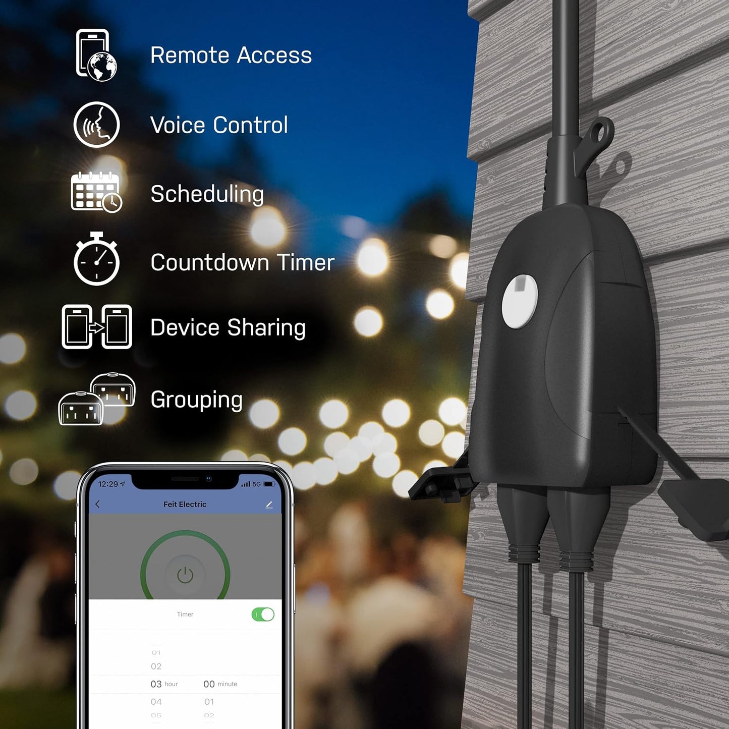 Feit Electric 120V 15A Smart Wifi Enabled Dual Outlet Wall Plug