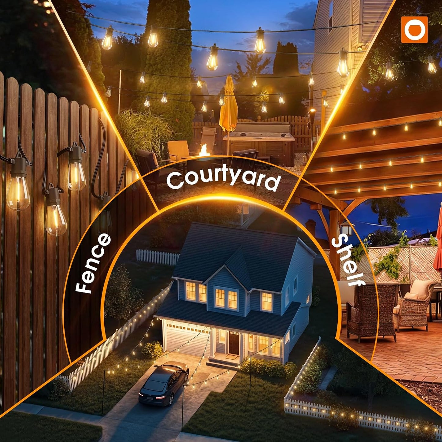 addlon 54FT(48+6) Solar String Lights Outdoor, Last 20+ Hrs, USB Charging | IP65 Waterproof. Dimmable Timer via Remote. Memory, 3 Modes, 2700K Warm White. Easy Install for Patio, Backyard, Porch.