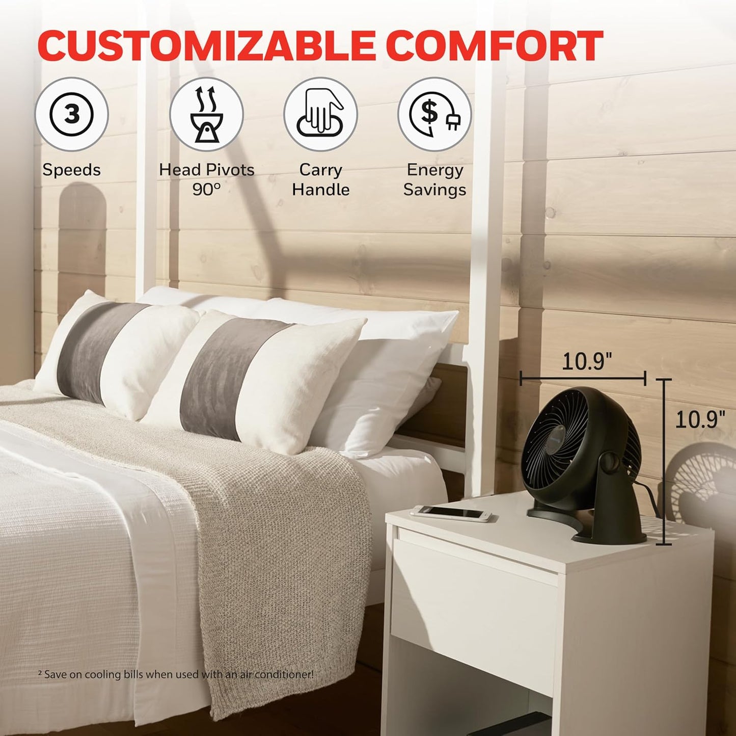 Honeywell TurboForce Air Circulator, Small Tabletop Fan, Quiet Personal Fan for Home or Office, 3 Speeds, 90 Degree Pivoting Head, Black, HT900 | Quiet Personal Fan for Home or Office, 3 Speeds, 90 Degree Pivoting Head