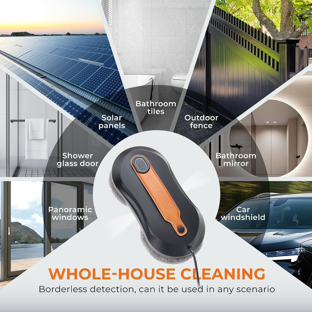 FRUITEAM Automatic Window Cleaner Robot with Dual Direction Auto-Spray | APP and Remote Control, Smart Path Detection, Triple Safety System Anti-Drop for High-Rise Windows, Glass,Door, with 8 Rags