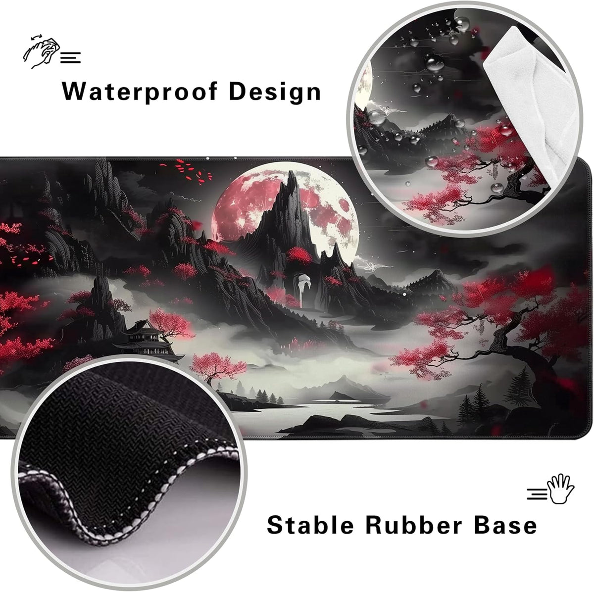 Mouse Pad, XL, Dark Moon, 31.5" x 11.8", Rubber, Gaming & Office Use